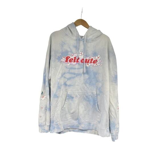BSR By Samii Ryan Dolls Kill/Revolve Women Hoodie Felt cute blue flowers Large - Picture 1 of 12